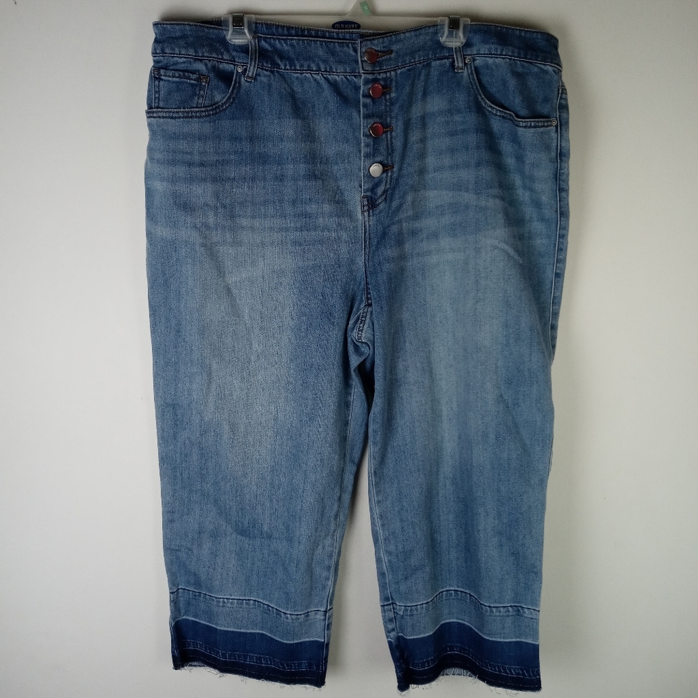 Chico's Button Fly Denim Crop Wide Leg Jeans Size 20/4